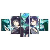 Pakabinkite HD paveikslėlį Anime plakatas siena Modulinis 5 rinkinys Anime mergaičių žaidimas Drobės tapyba spausdinta namų dekoro fonas menas įrėmintas be rėmelio 20x35cm*2  20x45cm*2  20x55cm*1 blue