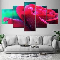 5 skydų raudonų rožių gėlių karkasas, drobės tapyba, HD spausdintas modernus sieninis meno plakatas, modulinės nuotraukos, namų dekoras Svetainė be rėmelių 20x35cm*2  20x45cm*2  20x55cm*1