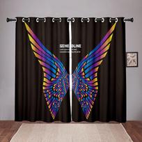 90% Shading Thick Colorful Cool Technology Wing Blackout Window Curtains For Kids Bedroom Living Room Bathroom Kicthen Door Home W50 X H130(CM)X2&Hook