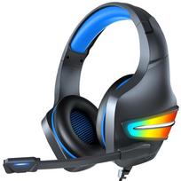J6 žaidimų stereo erdvinio garso ausinės su įmontuotu valdikliu ir RGB šviečiančiu lankeliu, žaidimų kompiuterio ausinės