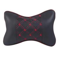 1/2pcs Universal Car Neck Pillows Both Side Pu Leather Pack Headrest for Head Pain Relief Filled Fiber Car Inerior 1pcs-Black black