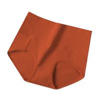 High Waisted Women's Underwear Cotton Waistband Seamless and Breathable Triangular Pants M brown
