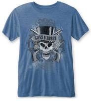 Guns N Roses Faded Skull Blue Burnout Unisex T-shirt S gray