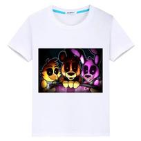 Bear Rabbit Game Kawaii Summer 100%Cotton T-shirt boy anime Tees Casual Short FNAF Print Tops y2k one piece  kids clothes girls 100 balta