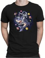 Astronautas ryklys Linksmas baltasis ryklys NASA Kosmos Galaxy Unisex marškinėliai S