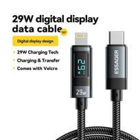 Essager USB tipo C laidas, skirtas iPhone14 13 12 11 Pro Max PD 29W greito įkrovimo laidas iPhone įkroviklio kabeliui Skaitmeninis ekrano laidas 1m pilka