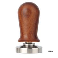 Espresso tamper nerūdijančio plieno kavos tamperis su plokščiu pagrindu medinės rankenos presas espresui 51MM ruda