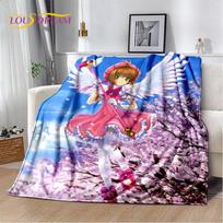 Mielas animacinis Cardcaptor Sakura minkštas pliušinis pledas, flanelinis pledas, užmetamas pledas svetainei, miegamajam, lovai, sofai, pikniko uždangalas 3D 75cm x 90cm gray
