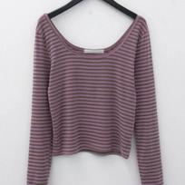 KUSAHIKI Sexy Retro Stripes Korean Versatile Slim Fit Long Sleeved Round Neck Base Shirt Short Spicy Girl Y2k Top 2024 New S rožinė