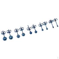5 Pairs Round Ball Earrings Studs Butterfly Backs Ear for Blue