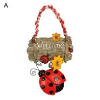 Welcome Sign Cartoon Style Sunflower Decor Vibrant Color Ladybug Spring Door Wreath for Backyard A