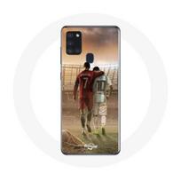 Dėklas - Maniacase - Samsung Galaxy A21S - Juodas - Minkštas - Cristiano Ronaldo Messi GOAT juoda