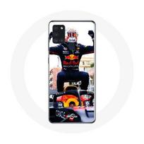 Coque Samsung Galaxy A21S Formule 1 Max Verstappen Pilote automobile F1 noir rouge et jaune