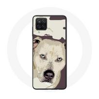 Coque Samsung Galaxy A12 Chien de Pitbull Blanc balta