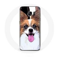 Coque pour Samsung Galaxy S7 Edge Épagneul nain continental papillon Chiot Blanc et marron