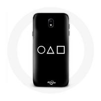 Dėklas Samsung Galaxy j7 2017 Squid Game logotipas simboliai kvadratas apskritimas trikampis Juodas fonas