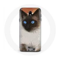 Coque pour samsung galaxy J5 2017 Chat Siamois Noir et blanc Yeux Bleus