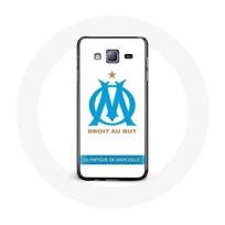 Coque pour Samsung Galaxy J7 Olympique de Marseille Logo Fond Blanc