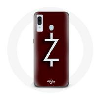 Coque pour Samsung Galaxy A40 Ozark Saison 4 Logo Z Blanc Fond Rouge balta