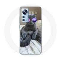 Coque pour Xiaomi Mi 12 / 12X Chat avec Lunettes de vue violettes