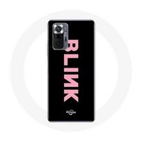 Coque pour Xiaomi Redmi Note 10 Pro Blink Fandom Blackpink Logo Rose Fond Noir