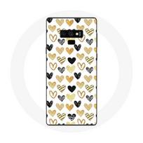 Coque pour Samsung Galaxy Note 9 Fond de texture abstraite coeurs noir jaune et gris