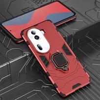 KEYSION Shockproof Armor Case for OPPO Reno11 11 Pro 5G Soft Silicone+PC Metal Ring Stand Phone Back Cover for OPPO Reno 11 5G for OPPO Reno11 5G raudona