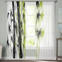 Žali bambukiniai permatomi užuolaidos Miegamojo voile užuolaida Svetainės lango permatomos užuolaidos Virtuvės tiulinės užuolaidos 135W x 114H(cm) white