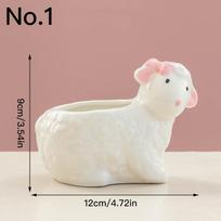 Cute Sheep Flower Pot Ceramic Succulent Pot Planter Desktop Ornaments Plant Pot Home Decor Garden Decoration No.1