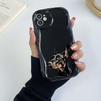 N46 Šuo Dobermanas Gyvūnų Menas Banguotas Telefono Dangtelis, skirtas iPhone 15 14 Pro Max Samsung S24 S23 Ultra A54 A14 A34 Xiaomi Redmi 13C Huawei Honor Minkštas Galinis Dangtelis Realme V13 5G white