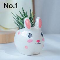 Cute Rabbit Flower Pot Succulent Pot Ceramic Vase Desktop Decoration Plant Pot Gardening Supplies Potted No.1 gray