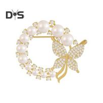 Women Brooch Faux Pearl Butterfly Rhinestone Decor Stainless Exquisite Vintage Anti-slip Wear-resistant Coat Collar Hat Scarf Decoration Clothes Pin auksinė