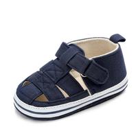 Vasaros vaikiški naujagimių sandalai madingi minkšti lopšio bateliai pirmieji žingsniai kūdikių berniukų batukai neslystantys sandalai bateliai 12-18 months(13cm) tamsiai mėlyna spalva