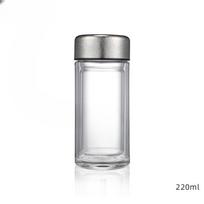 Glass Double-layer High-end Portable Men's Gift Bubble Tea Cups High-end Water Cups. 220ml gray
