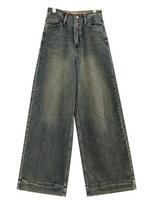 Vintage Streetwear Baggy Korean Jeans Women 2000s High Waist Oversize Wide Leg Pants Female Grunge Casual Loose Denim Trousers New S mėlyna