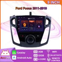 Android 2 Din Car Multimedia Player for Ford Focus 2011-2019 Head Unit Stereo Carplay GPS Navigation BT WIFI 2+32GB 2+32GB black