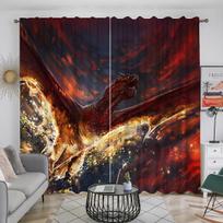 2panels Charizard Dragon Print Curtains Rod Pocket Curtain For Restaurants Living Rooms Bedrooms Offices Study Rooms Home Decor (50Wx50H)x2(CM)&Grommet Top brown