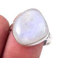 Natural Rainbow Moon Stone Gemstone Handmade 925 Sterling Silver Ring S.8.5 r4s28 white