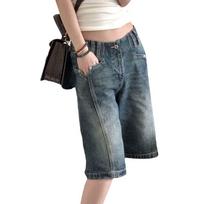 Cropped Jeans for Women Low Waist Baggy Denim Trousers  plus size XXXL mėlyna