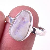 Natural Rainbow Moon Stone Gemstone Handmade 925 Sterling Silver Ring S.10 e3h63 gray