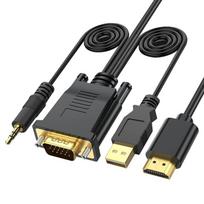 Su VGA į HDMI suderinamo adapterio laidas su garso 1080p konverterio linijos jungtimi kompiuterio nešiojamam kompiuteriui 10m