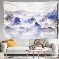 Hazy Landscape Painting Tapestry Wall Hanging Bohemian Art Natural Scenery Hippie Tapez Aesthetic Room Home Decor 95x70CM