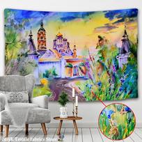 Pasakų pilies gobelenas sienai kabinti Animacinis aliejinės tapybos sieninė tapyba Bohemiškas hipių psichodelinis čiužinio namų gyvenimo dekoras 95x70CM