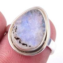 Natural Rainbow Moon Stone Gemstone Handmade 925 Sterling Silver Ring S.6 j9s29 white