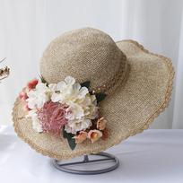 Vasarinis kaimo gėlių atostogų raffia žolės platus kraštas sulankstomas moteriškas skrybėlaitė nuo saulės moteriška laisvalaikio skrybėlė head size 57cm brown