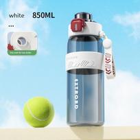 800ml Water Bottle Sports Water Cup for Male and Female Students, Outdoor Fitness, Portable Travel, Straw Plastic Cup with Lid gray