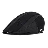 New Men Beret Fashion Embroidery Flat Cap Summer Visor For Male Fashion Vintage Cotton Casual Berets Adjustable