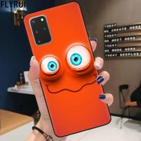 Matinis silikoninis juodas telefono dėklas Samsung S21 S8 S9 S10 S20 Plus FE Note 20 Ultra, dangtelis, animacinis, juokingas, 3D veido korpusas Coque Capa Note 20 Ultra brown