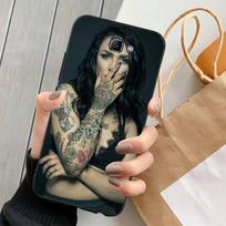 Seksualios rankos tatuiruotės merginos telefono dėklas, skirtas Samsung Galaxy S10 Plus S10E S6 S7 S8 S9 Plus S10lite Note 10Plus blue