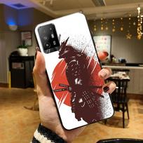 Japoniško samurajų stiliaus telefono dėklas skirtas OPPO A54 A74 A94 A53S A9 A5 A15 A16 A91 A96 A76 Reno8 8Pro Reno2 Z Reno 8 5G black